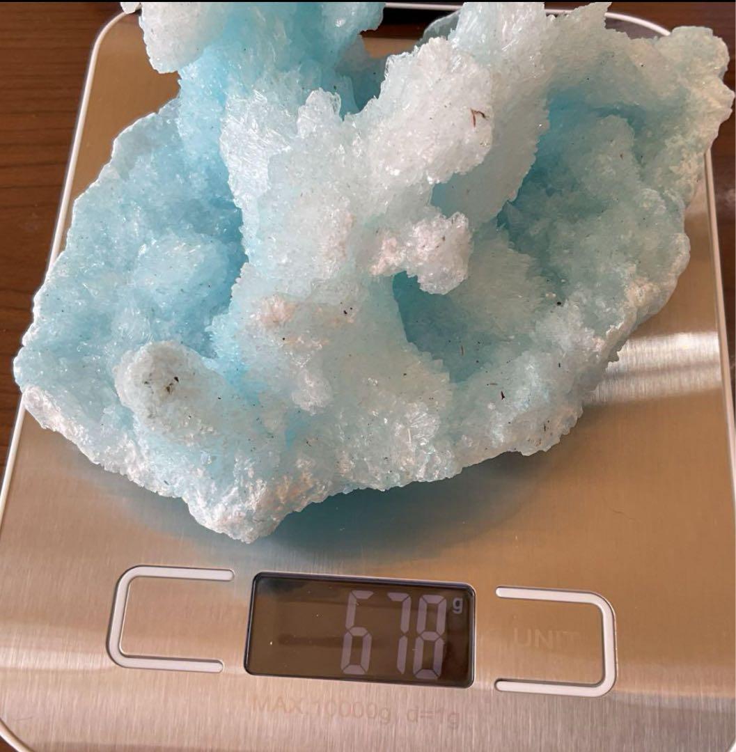 T991-2アクアマリン水晶結晶 原石ジオードクラスター 天然石