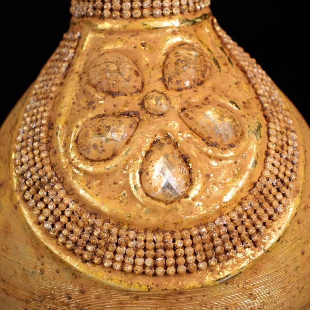 中国古美術・旧蔵宝石鎏金瓷器花瓶・純手作り・茶道具・置物・観賞瓶・文房具・時代物