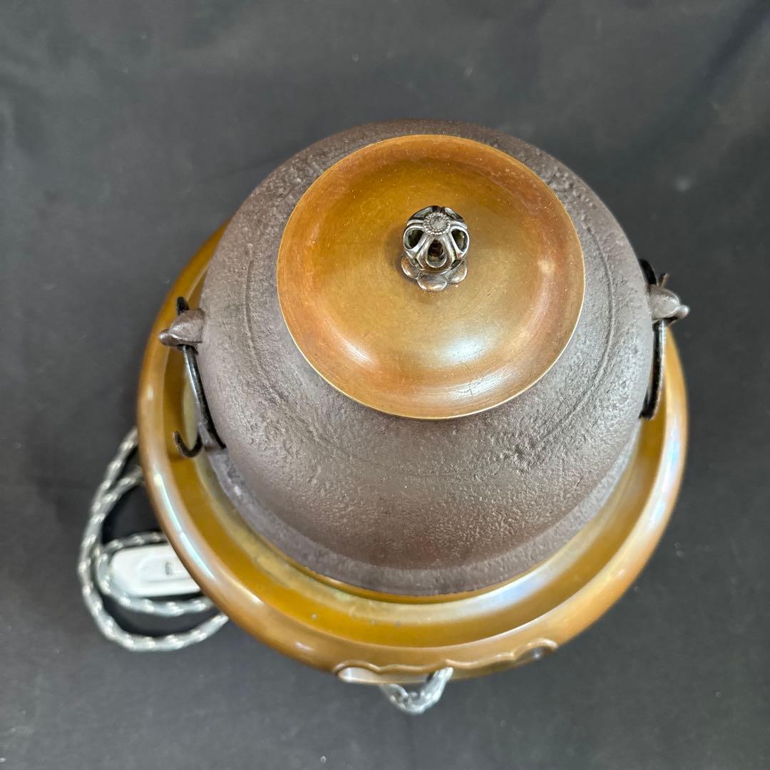 Y3122-5 茶道具 鉄製 風炉釜 五徳付き セット