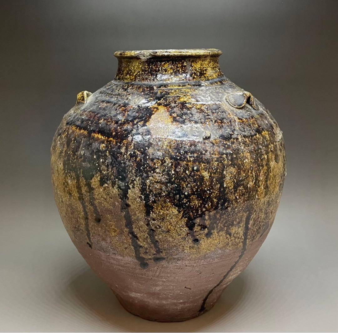 古常滑　三耳壺　胡麻だれ　大壺　32cm 　　　n577 古常滑 三耳壺 胡麻だれ 大壺 32cm n577 - メルカリ