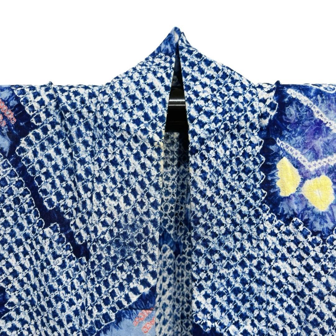 浴衣　有松鳴海絞り　蝶　ライトブルー　グラデーション着物　034a d