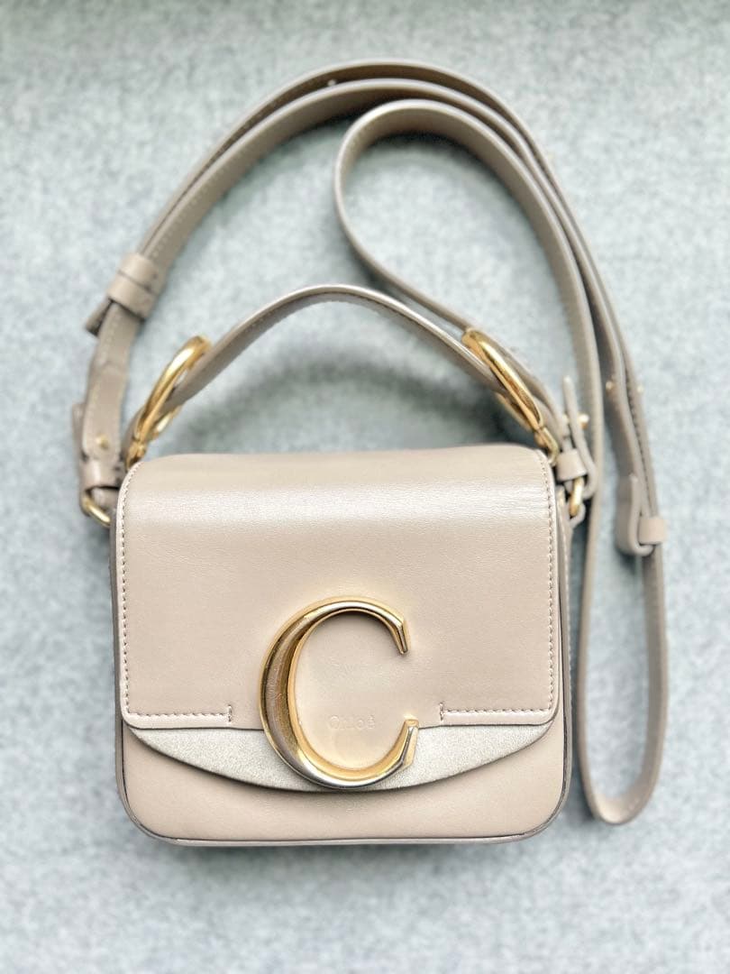 美品 Chloe C シー ミニバッグ ショルダーバッグ グレージュ　本革
