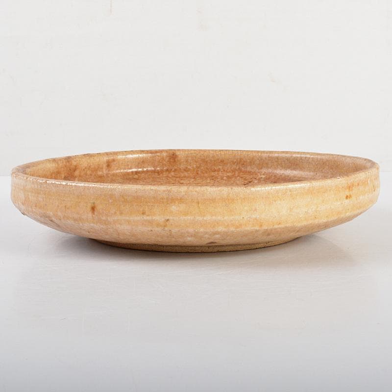 人間国宝 荒川豊蔵作 黄瀬戸 菊紋皿 共布 鵬雲斎極め箱 M