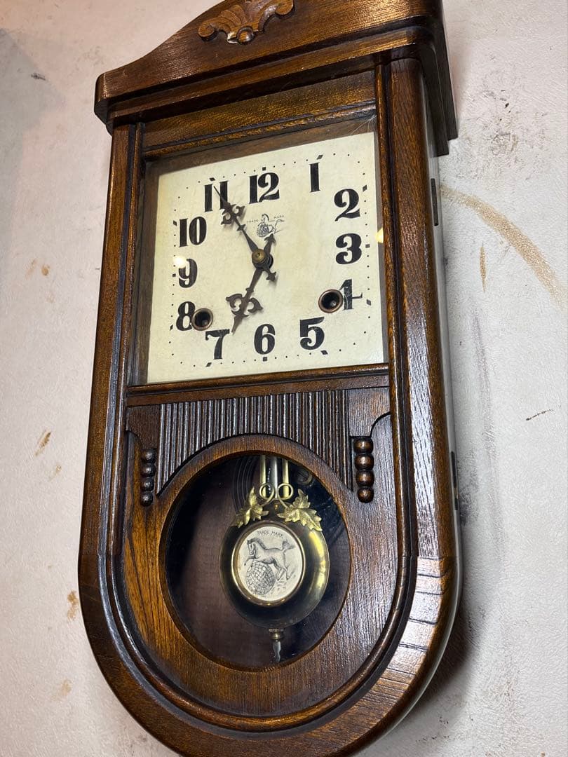 尾張時計　U型　柱時計　古時計　振り子　レトロ　精工舎　ゼンマイ　ボンボン　雑貨