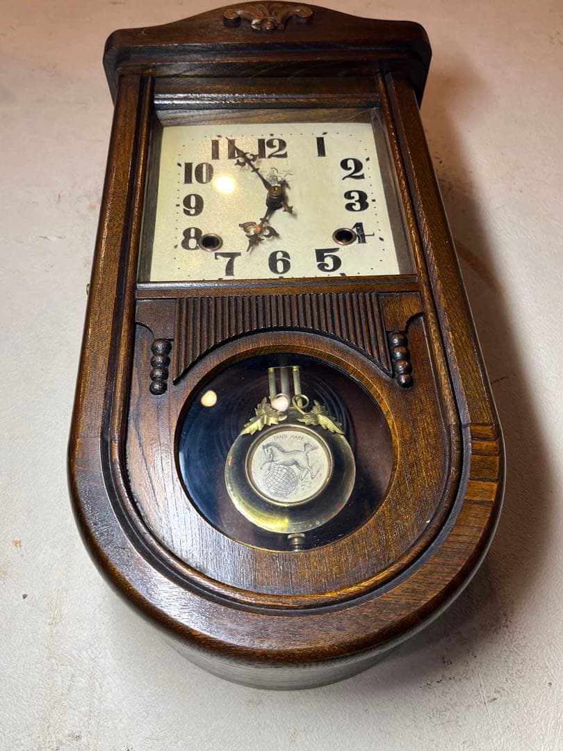 尾張時計　U型　柱時計　古時計　振り子　レトロ　精工舎　ゼンマイ　ボンボン　雑貨