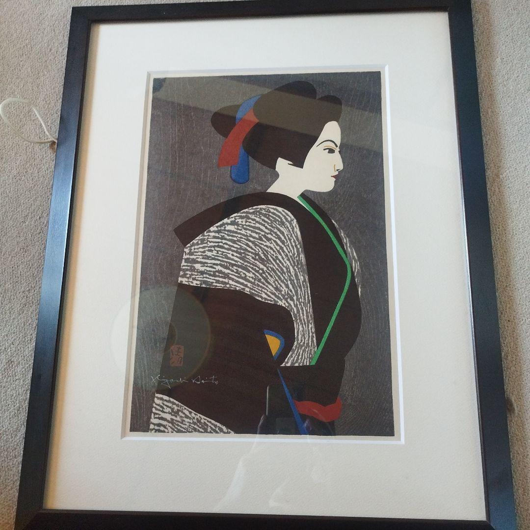 斎藤清　木版画　「文楽」オリジナル作品