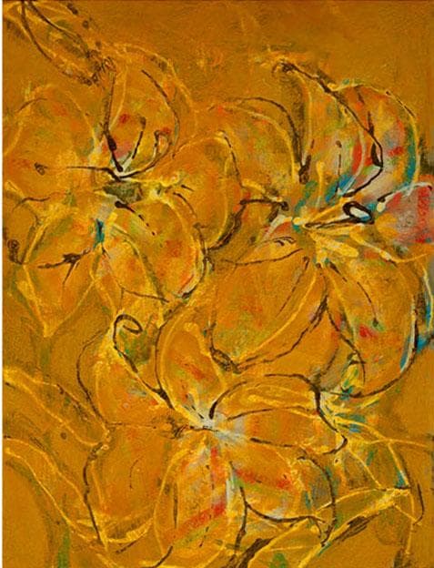 油絵 菅家令子 絵 絵画 インテリア 額付(銀) F4-090316 花 ゆり