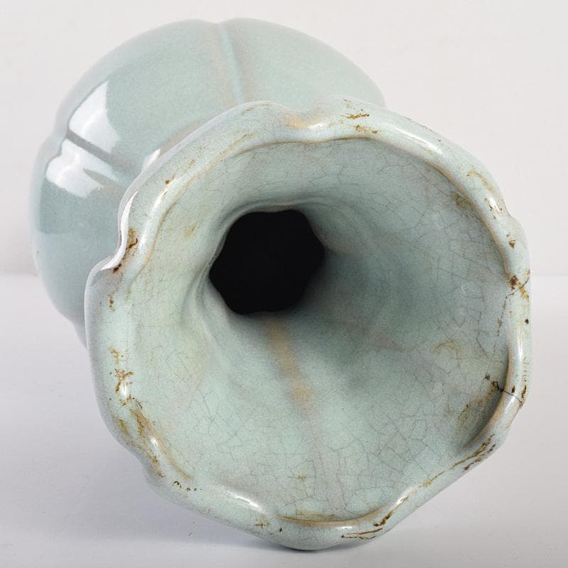 中国 釣窯 粉青 花口瓶 高さ約30㎝ V R7720B