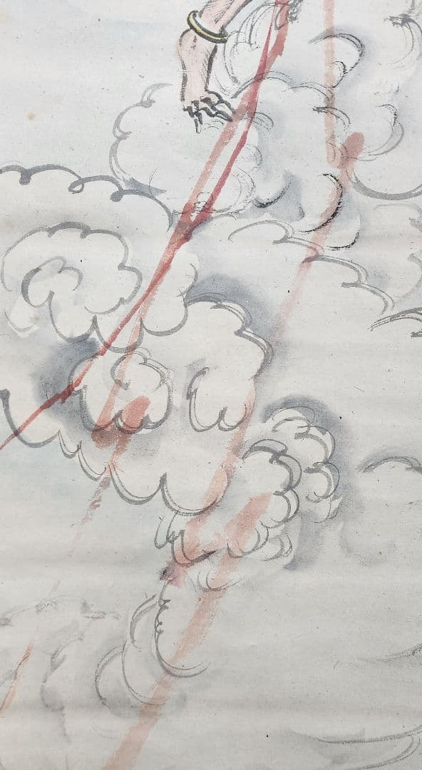 【雷神図(雷さん)】矢吹璋雲(雲岳) 737 掛け軸 肉筆