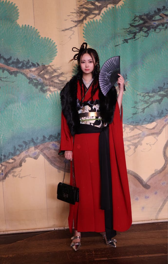 振袖 フルセット 正絹 山本寛斎 無地 赤