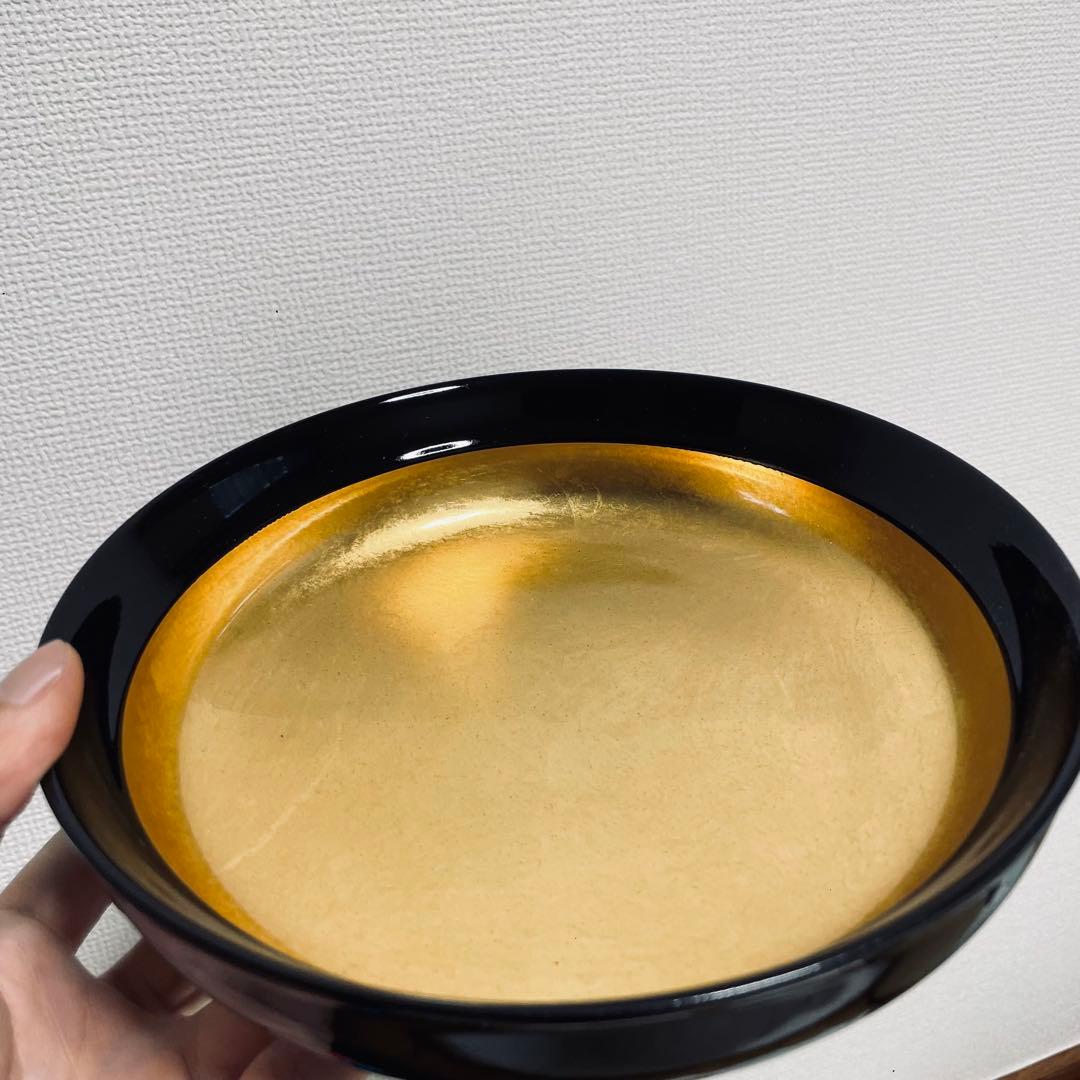金箔の漆器　末広鉢　21cm 未使用 箱付き 美品　伝統工芸　ゴールド　菓子入れ