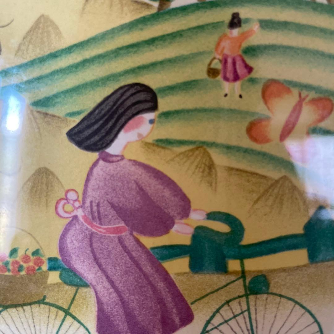 Valerie Hemmer リトグラフ 青い鳥 自転車 カップル 家族