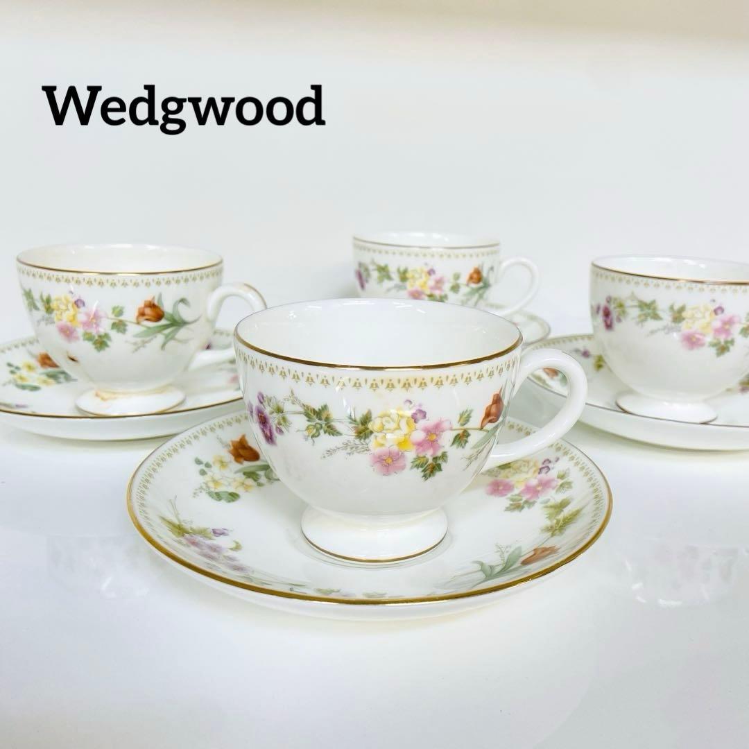 英国製 黒壺スタンプ ウェッジウッド ミラベル ペアカップ＆ソーサー 4