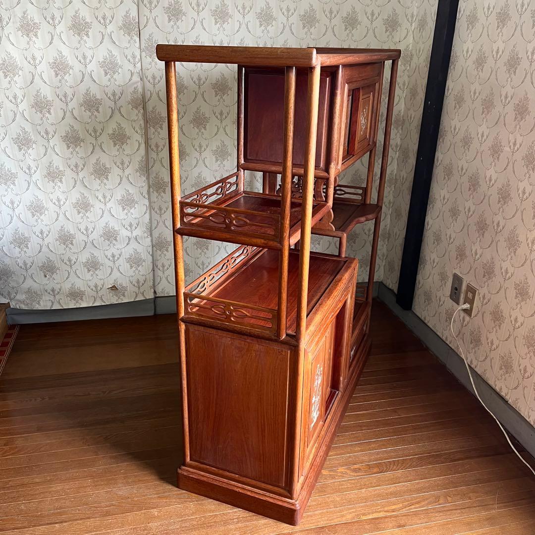 アンティーク】中国家具 天然木 無垢材 茶箪笥 飾り棚 唐木 螺鈿細工