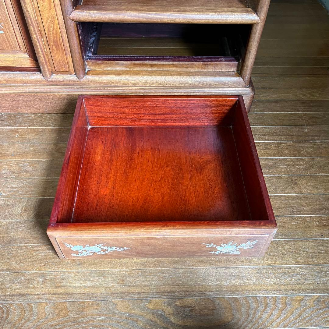 アンティーク】中国家具 天然木 無垢材 茶箪笥 飾り棚 唐木 螺鈿細工