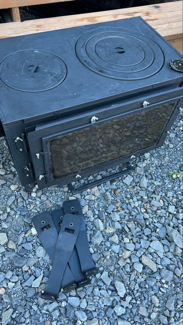 【手渡し】ロマンチカル薪ストーブ煙突横出し　ピザ釜つき