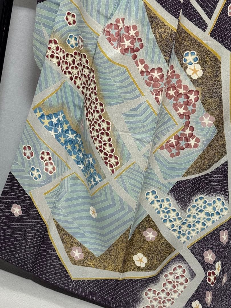 作家物] 振袖正絹成人式結婚式紫水色たたき高身長縮緬卒業式