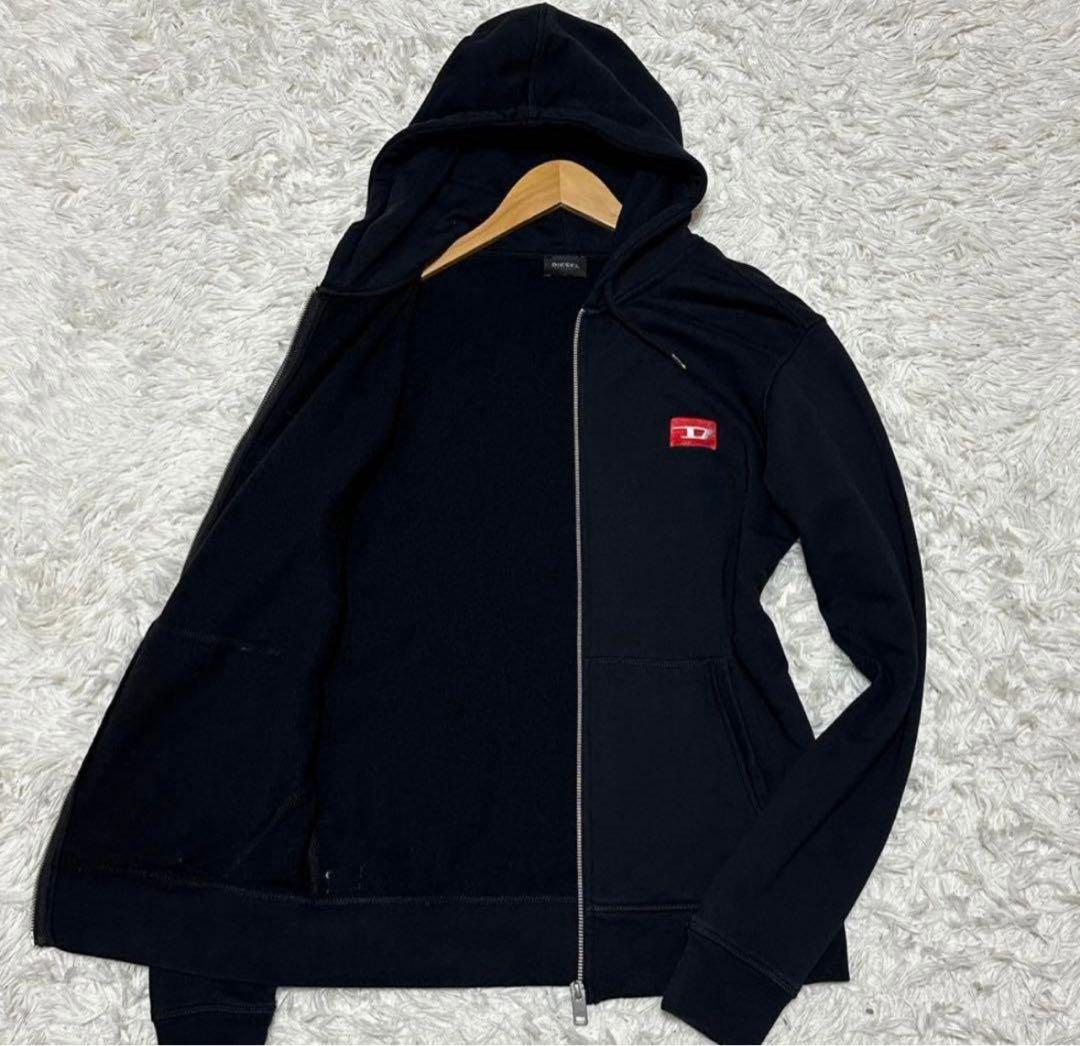 DIESEL ジップパーカー　ブラック　Dロゴ　ブレイブマン　M