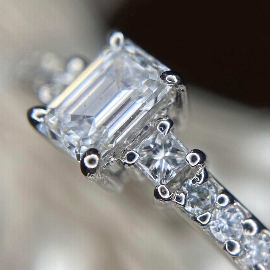 天然 ダイヤモンド 計0.43ct D-SI2 エメラルドカット GIA鑑