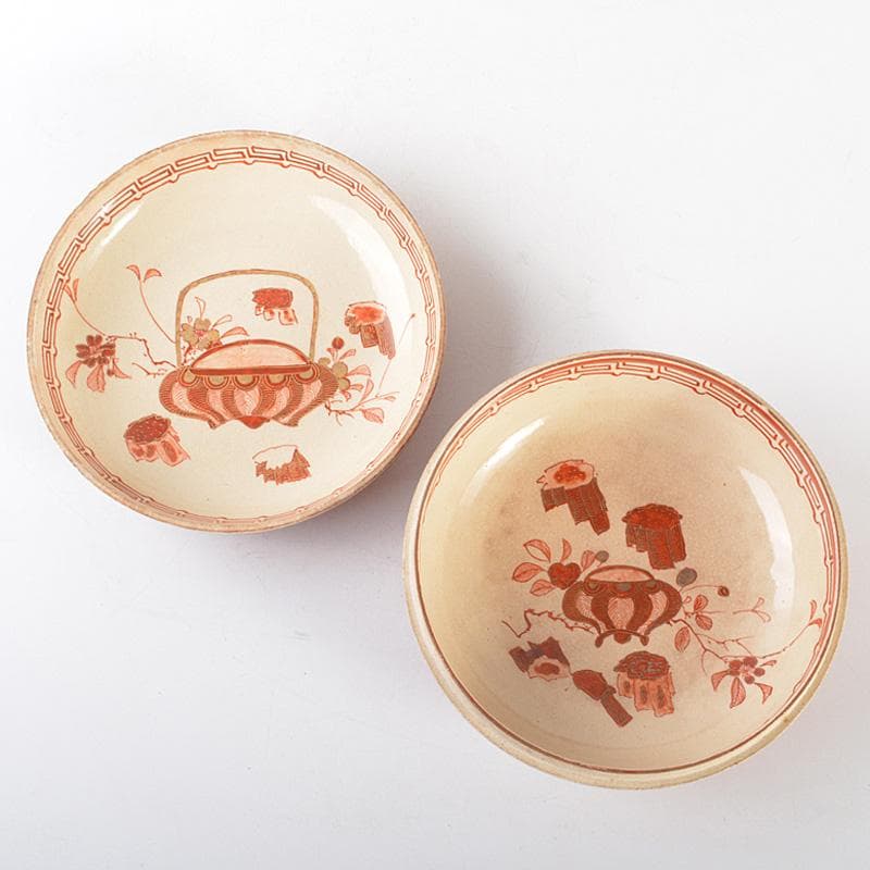 九谷焼 古九谷 八郎手赤絵金彩 人物文 蓋物 菓子鉢 M R6811