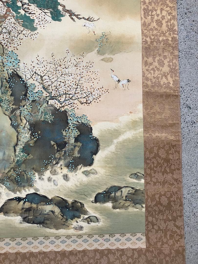 清泉筆山水画の二幅一対掛軸