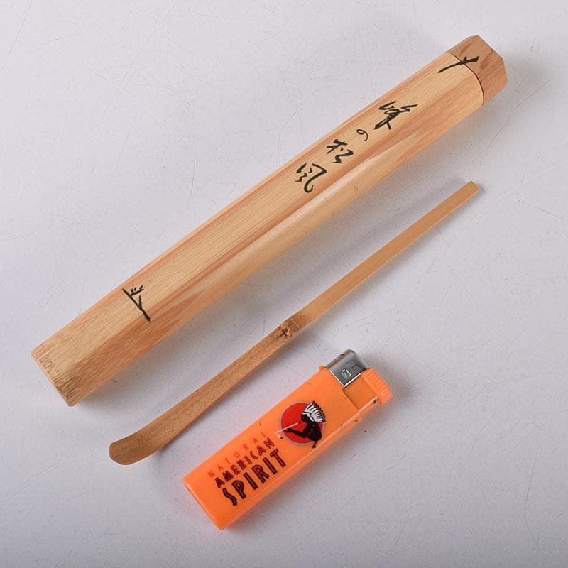 茶道具 影林宗篤下削 茶杓 銘「峰の松風」 福本積應書付