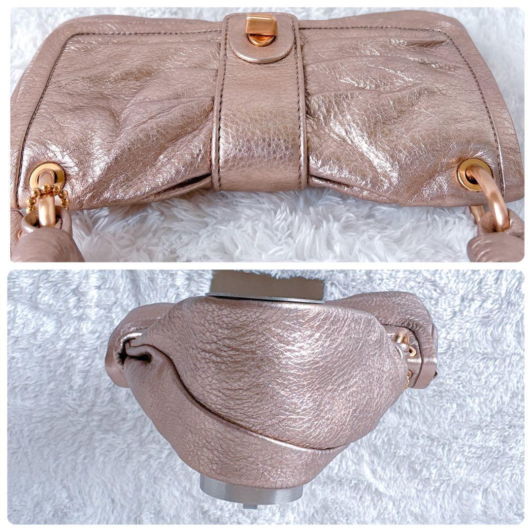 バッグ COACH Shoulder bag Pink Gold Lame Ribbon