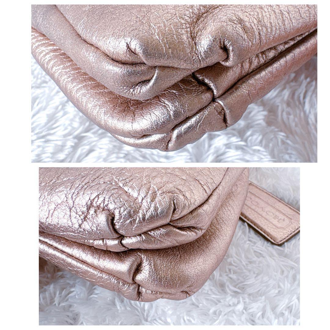 バッグ COACH Shoulder bag Pink Gold Lame Ribbon