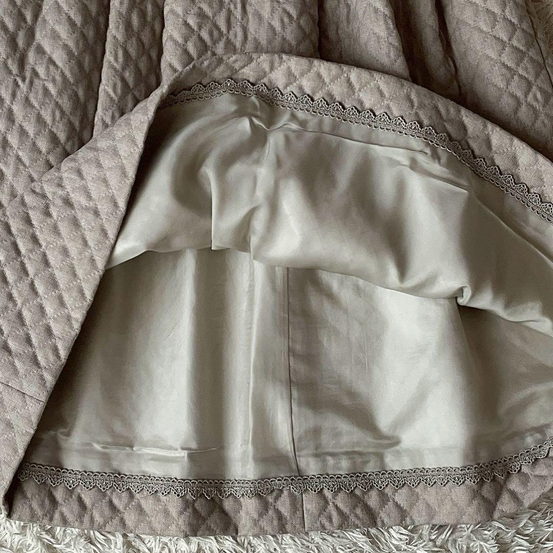 【美品】フォクシー キルティングスカート ウール100％ダイアゴナル膝丈