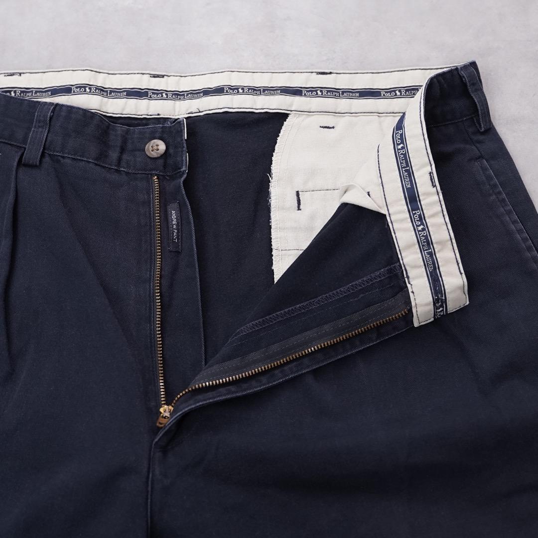 ポロ ラルフローレン W36 ポロチノ 90s USA製 ボトム 紺 14890 - メルカリ
