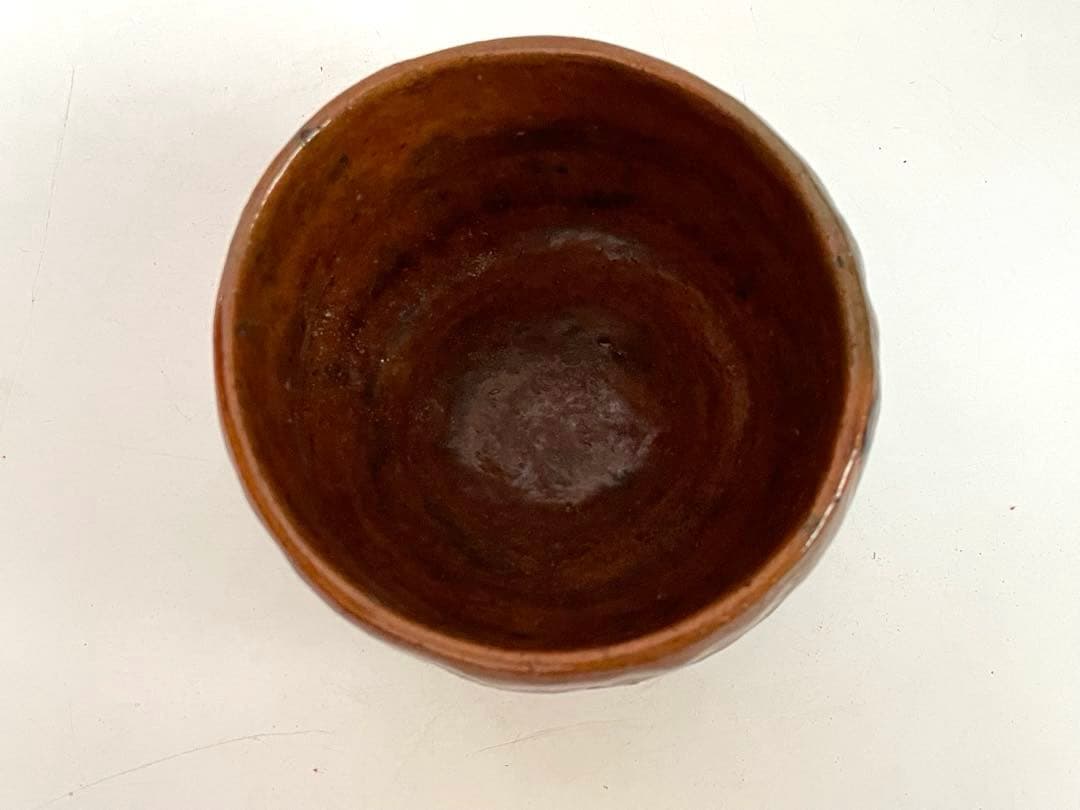 茶道具 骨董 大樋焼 飴釉 手捻り 茶碗 抹茶碗 配送 共箱