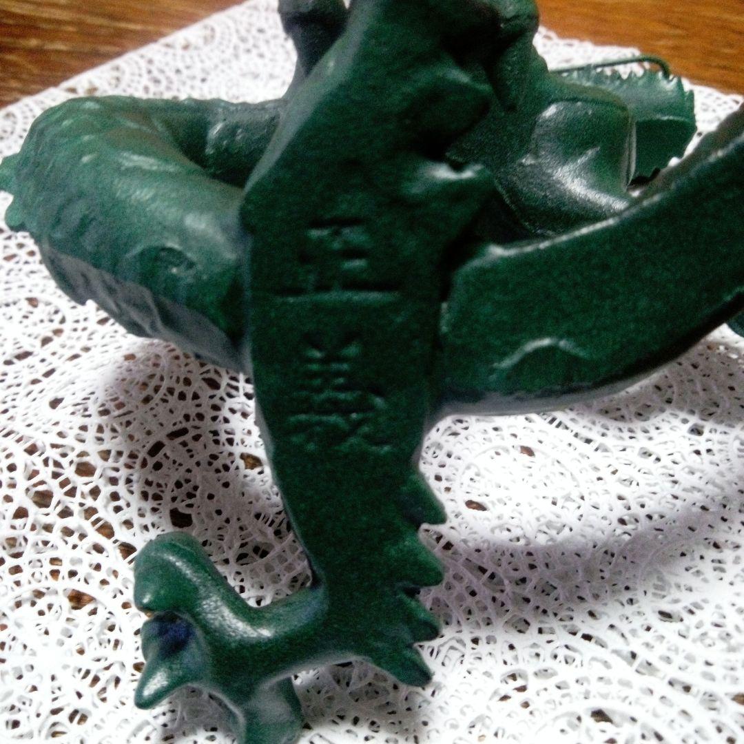 （美品）昇龍正義作金属工芸置物金属製ドラゴン彫刻 緑色