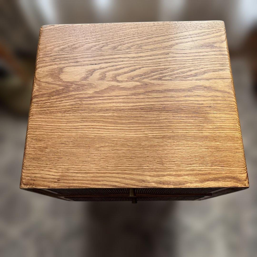 ヴィンテージ調 ラタン 木製サイドテーブル 2引き出し ブラウン 机