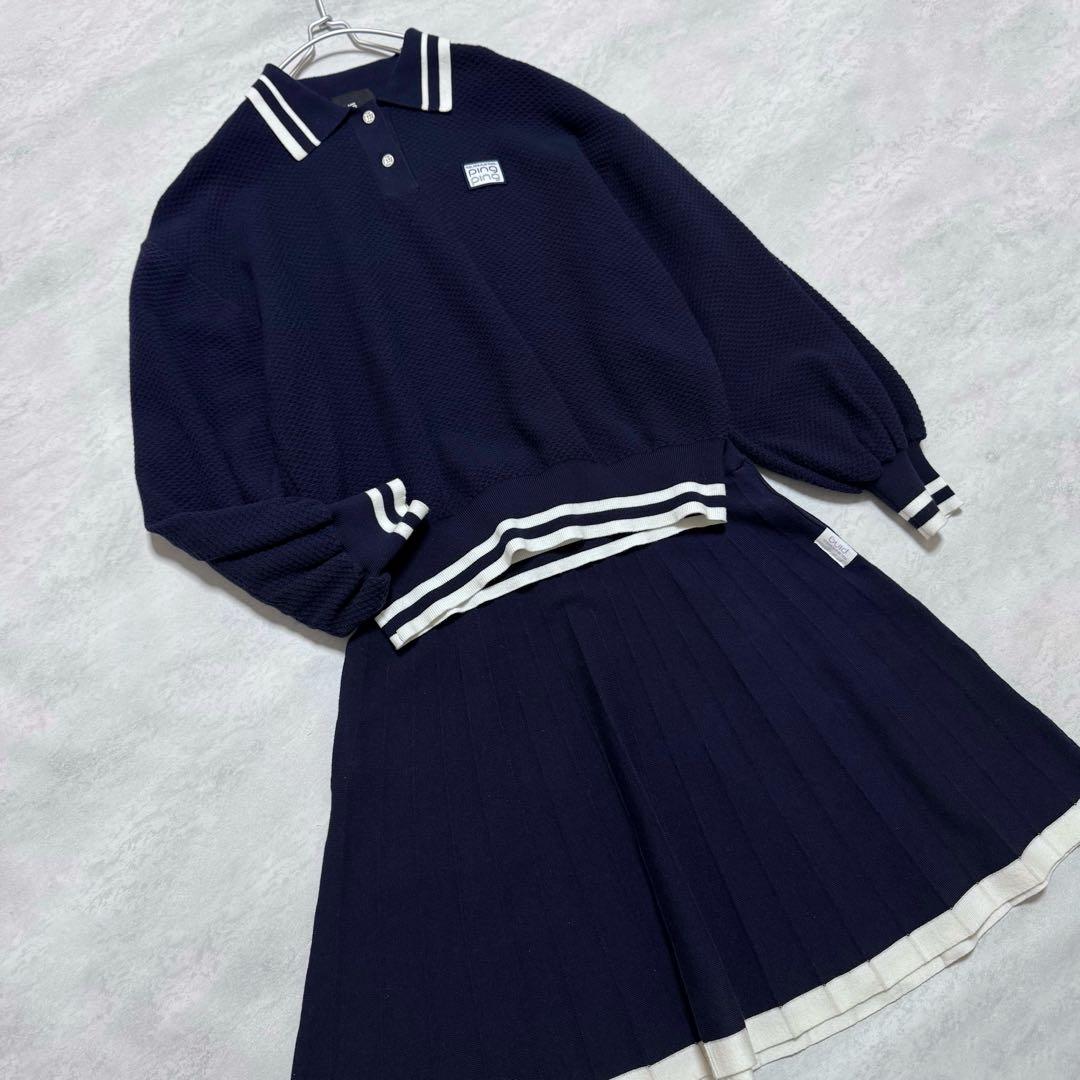 PING ピン ニットセットアップ トップス&プリーツスカート L