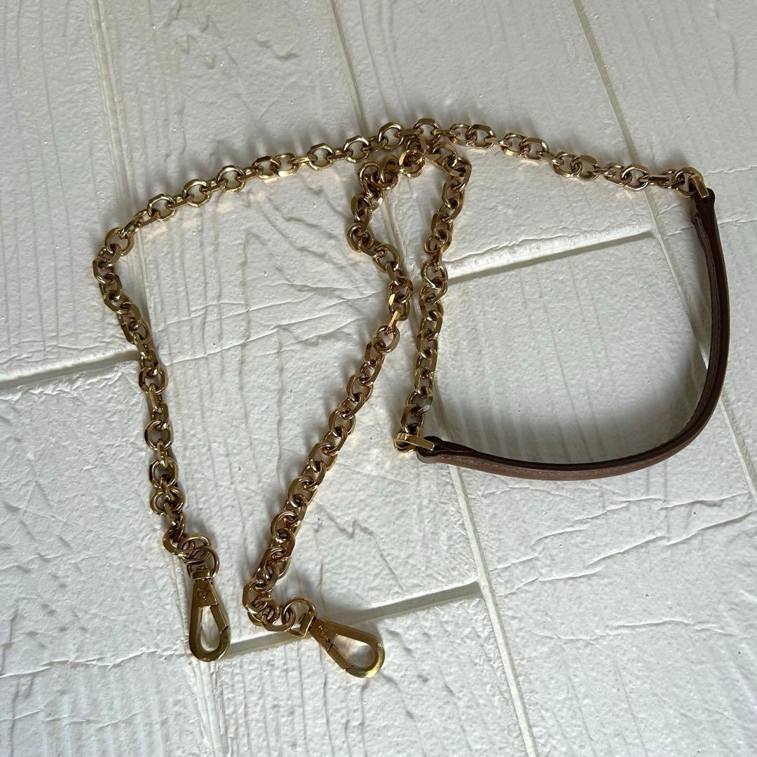 【美品】ZANCHETTI ショルダーバッグ ブラウン ファー ゴールドチェーン