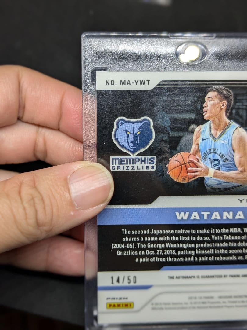 2018 panini 渡邊雄太 オブシディアン ルギーサインカード/50