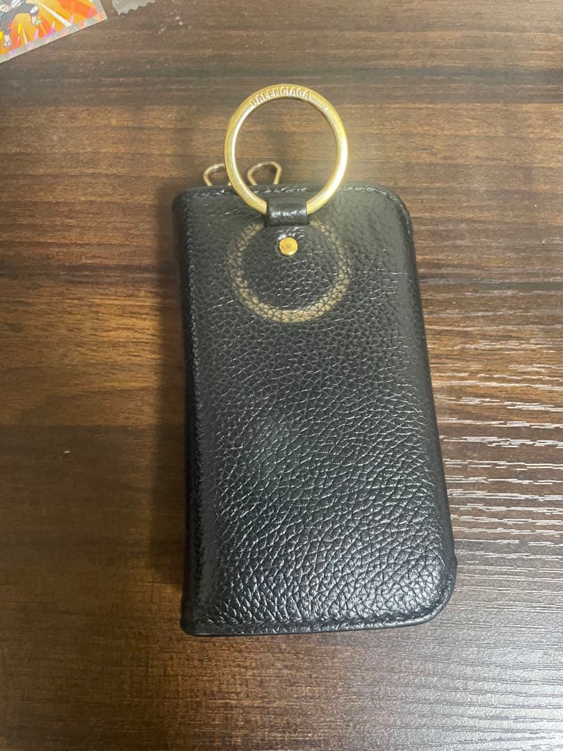 BALENCIAGA ブラック レザー キーケース