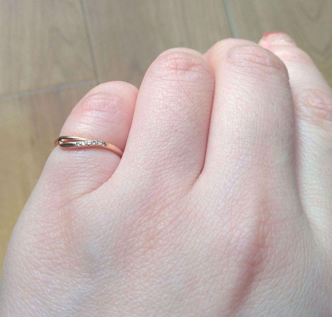 最終値下げ。K10　ウェーブ　ピンキーリング　ダイヤリング　 ３号