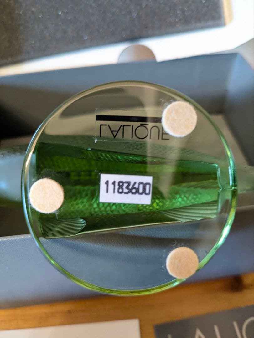 LALIQUE ラリック 魚の彫刻 緑色 ペパーウェイト 約15cm