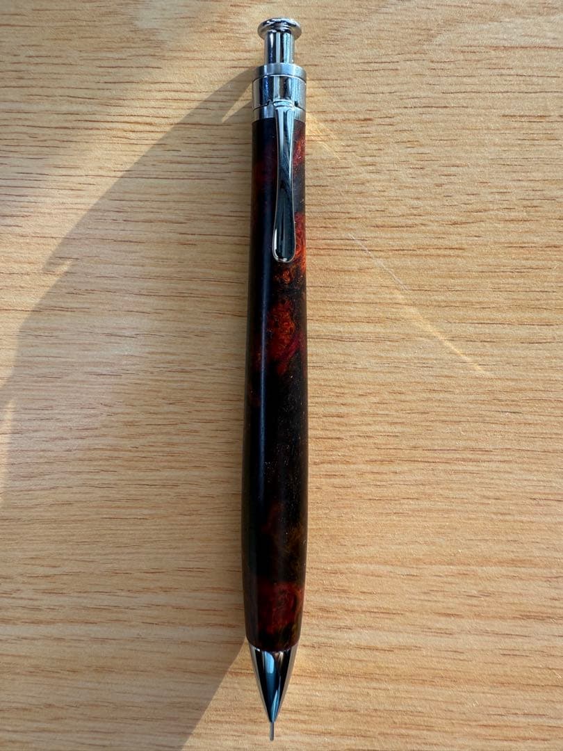 工房楔 ペンシル楔 紫檀の瘤杢 木軸シャープペン