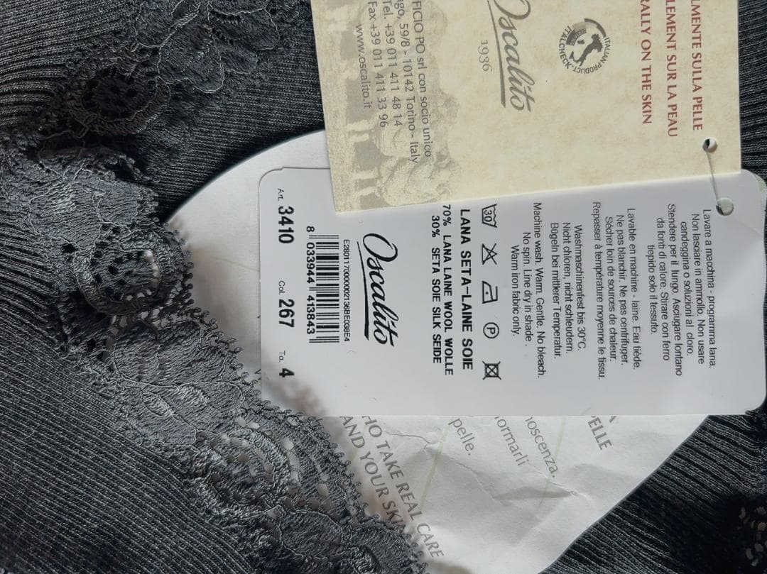 L（4）☆Oscalito　オスカリート　レース付きタンクトップ　シルク混ウール