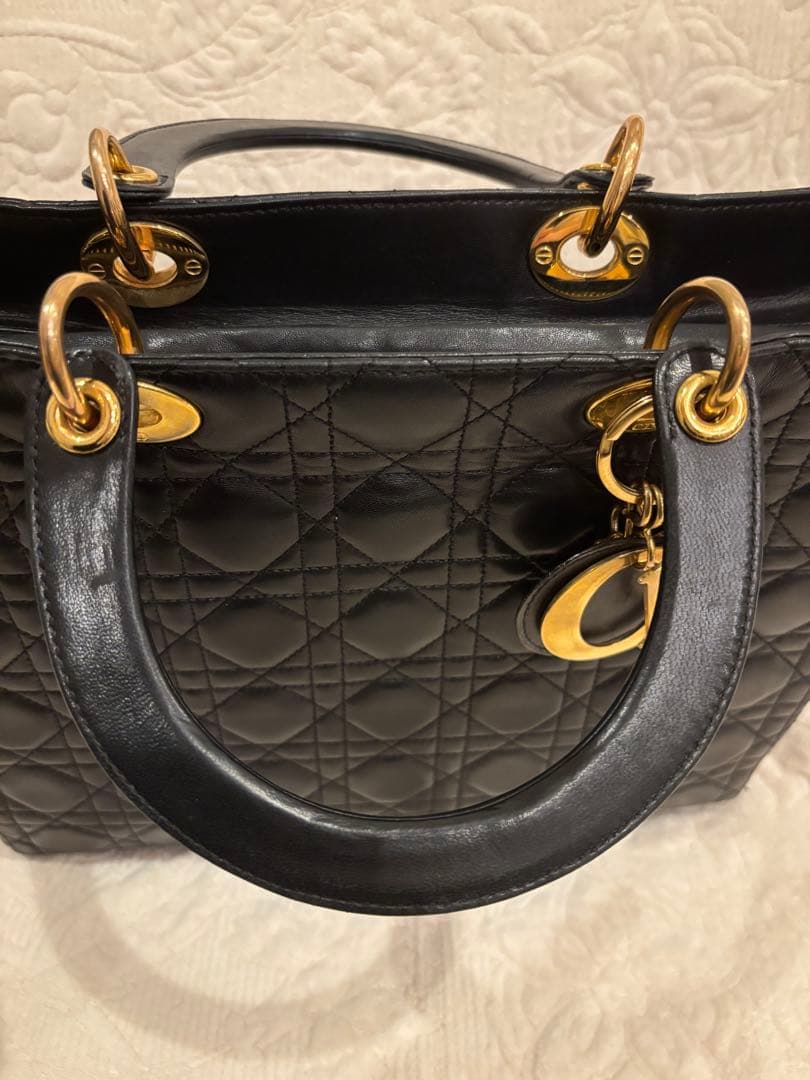 クリスチャンディオール レディディオール ハンドバッグ カナージュ 黒
