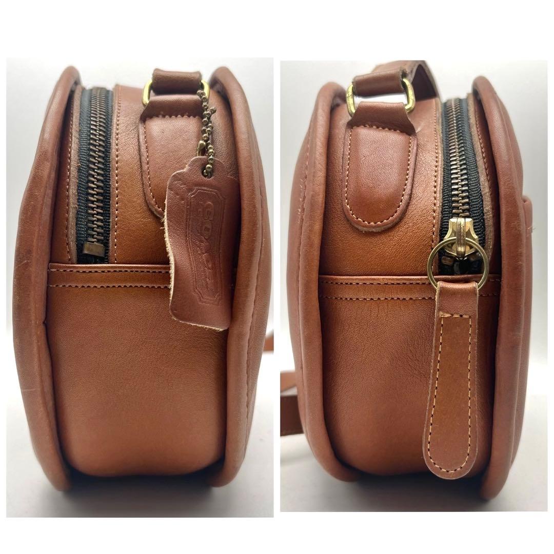COACH オールドコーチ 丸型 ショルダーバッグ キャンティーン レザー　茶