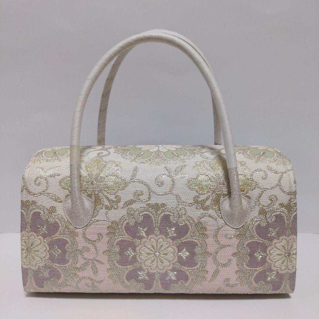 和装バッグ　かぶせ　七宝つなぎ　シルバー　利休バック　ガード加工済　衿秀　和想庵