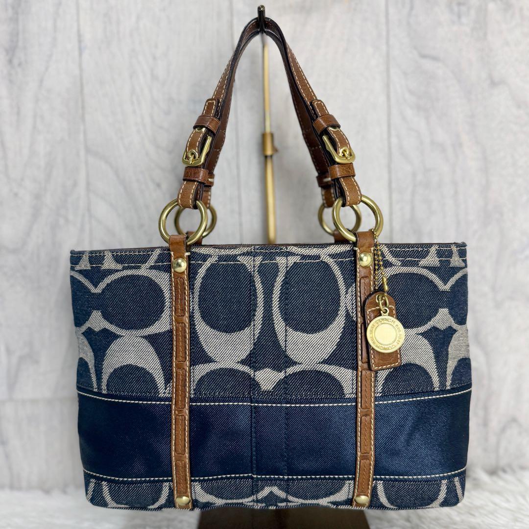 人気♡デニム♡COACH コーチ シグネチャー ロゴ ハンドバッグ