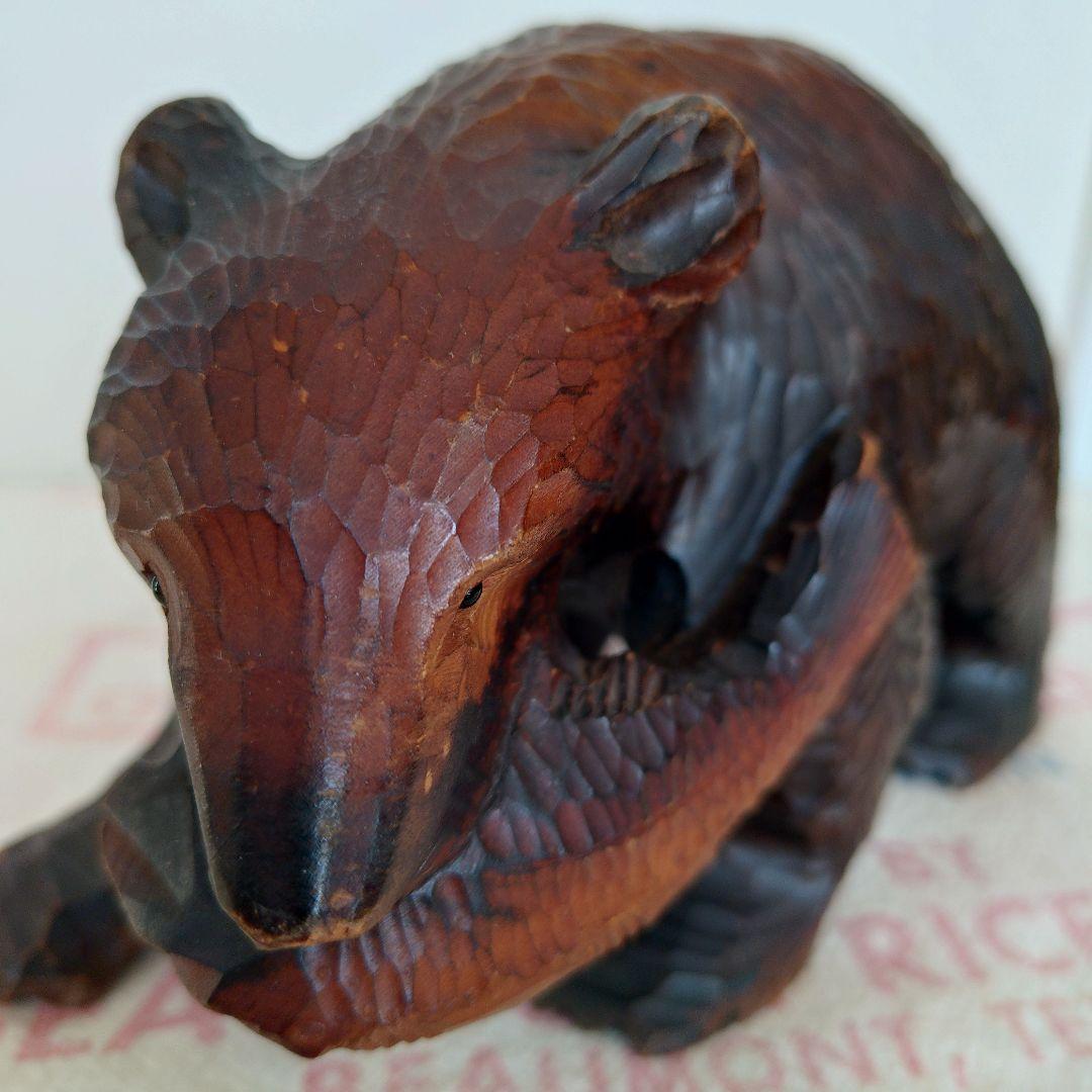 木彫り熊】ガラス目 北海道 工芸品 昭和レトロ ヴィンテージ - メルカリ