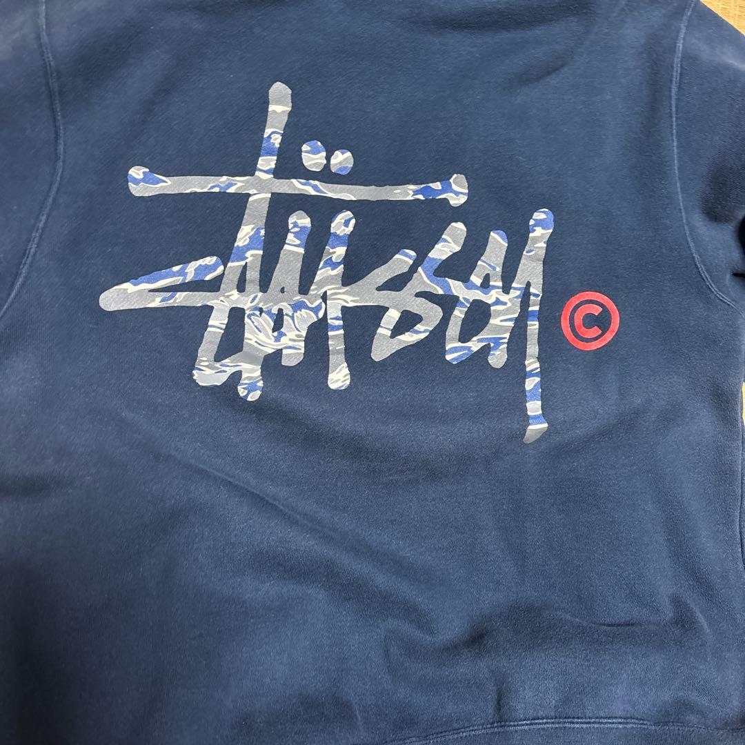 Stussy ネイビー フード付きパーカー