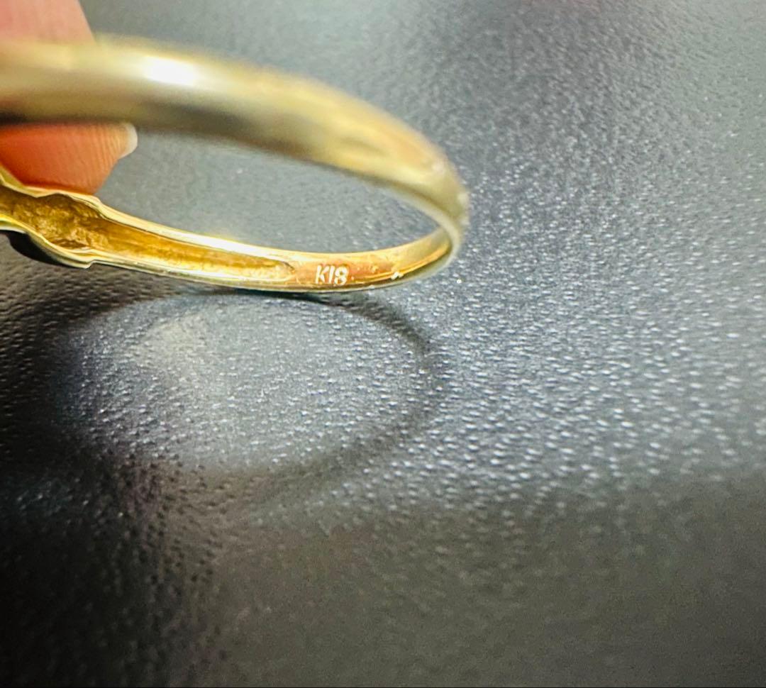 K18 アクアマリン(？) 14号 リング 指輪