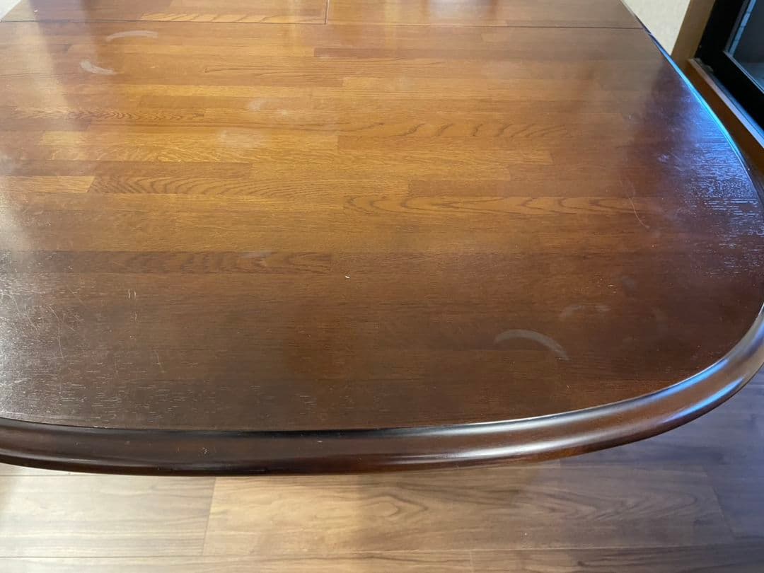 【飛騨家具】キツツキ　木製 楕円形 伸縮式テーブル