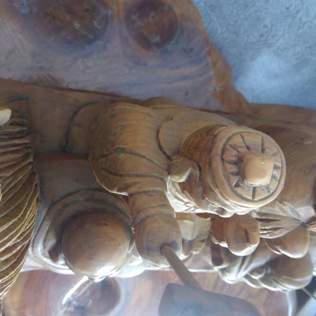 龍に乗った七福神 縁起物 中古品 木製 龍に乗った七福神 縁起物 中古
